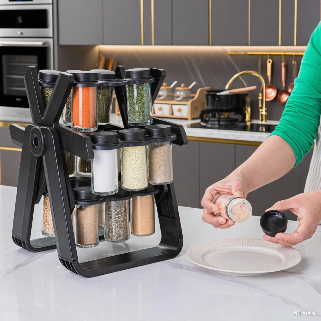 Rotating Storage Rack Rotating Glass Spice Rack Set Kitchen Storage Rack Spice Storage Rack Seasoning Storage Rack Glass Jars