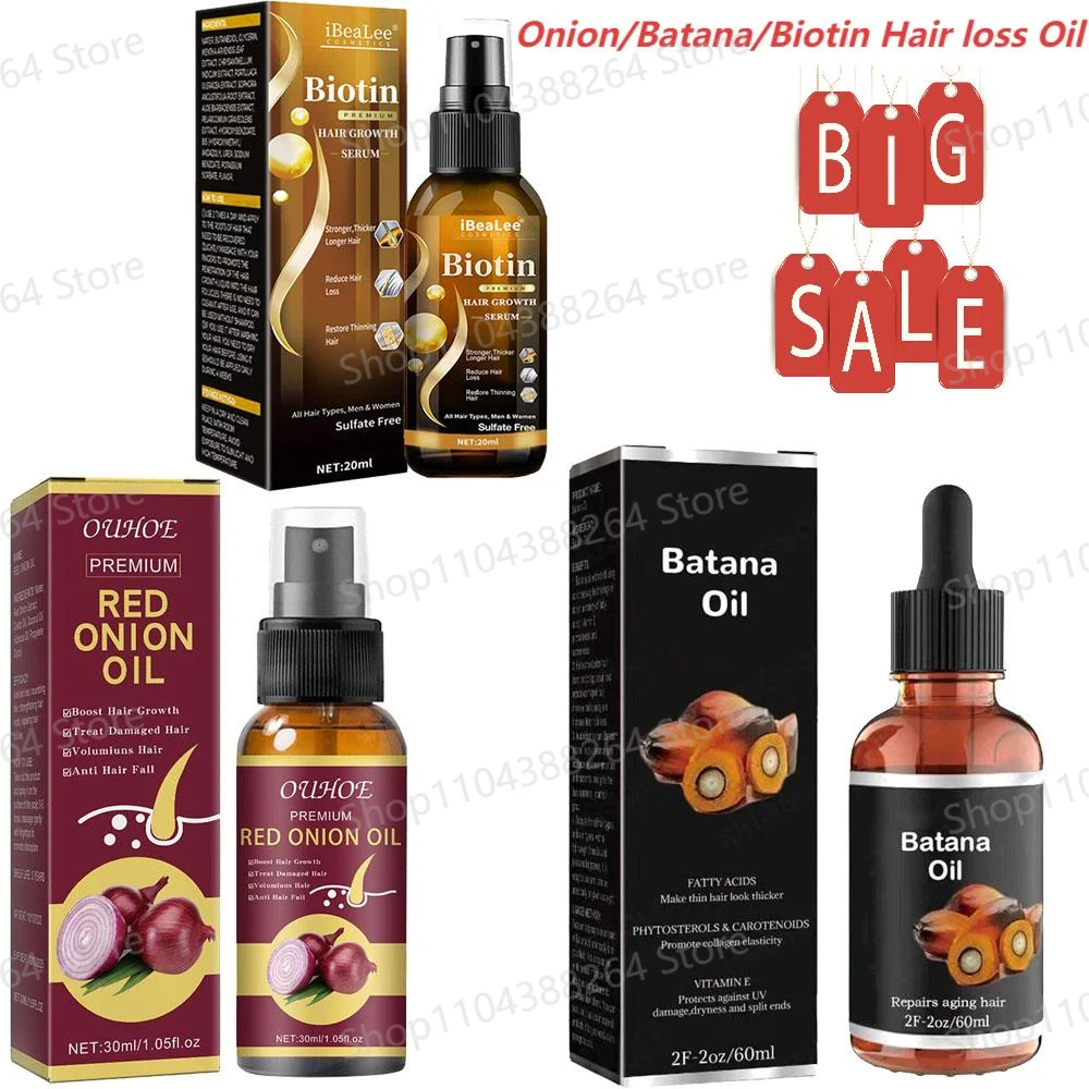 

100% Natural Onion/Batana/Biotin Hair loss Oil Hair Growth Spray Nourshing Hair Scalp And Root Hair Treatment Essential Oil Spra