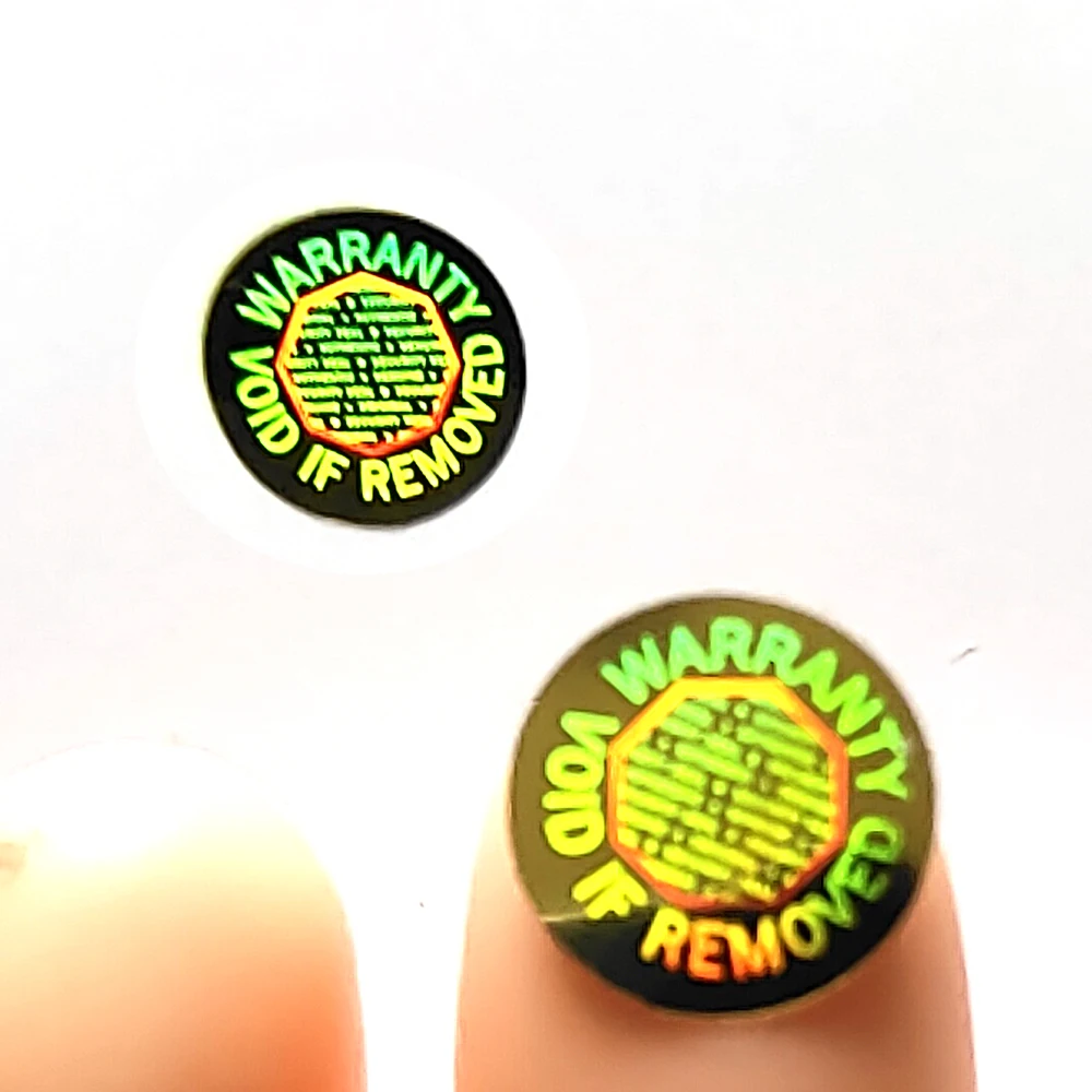 100 peças 9mm etiqueta de holograma dourada parafuso buraco adesivo vedação de segurança octagon dentro autêntica proteção original genuína