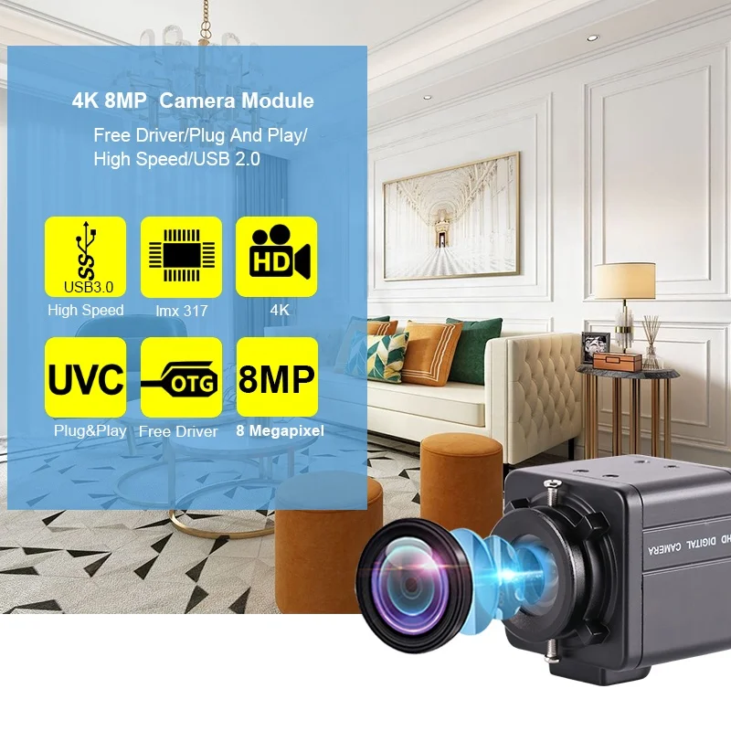 Free driver IMX179 HD 8MP USB Camera Webcam Manual Focus 4K Camera Module for Industrial Machine Vision