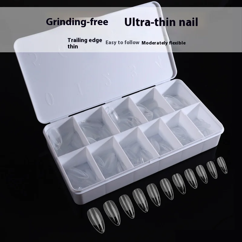 Nueva caja blanca de porcelana para decoración de uñas, 550 piezas, uñas postizas cuadradas de ballet esmeriladas ultrafinas sin marcas