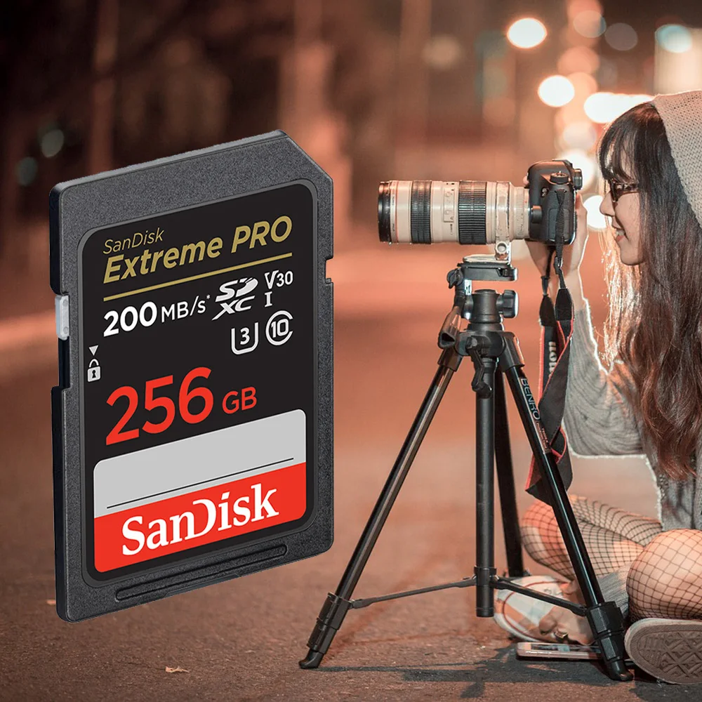 SanDisk Ultra/Extreme PRO UHS-I Card 32GB 64GB 128GB 256GB SD Card C10 Flash Memory Card SD U3 4K V30 Cards for Camera