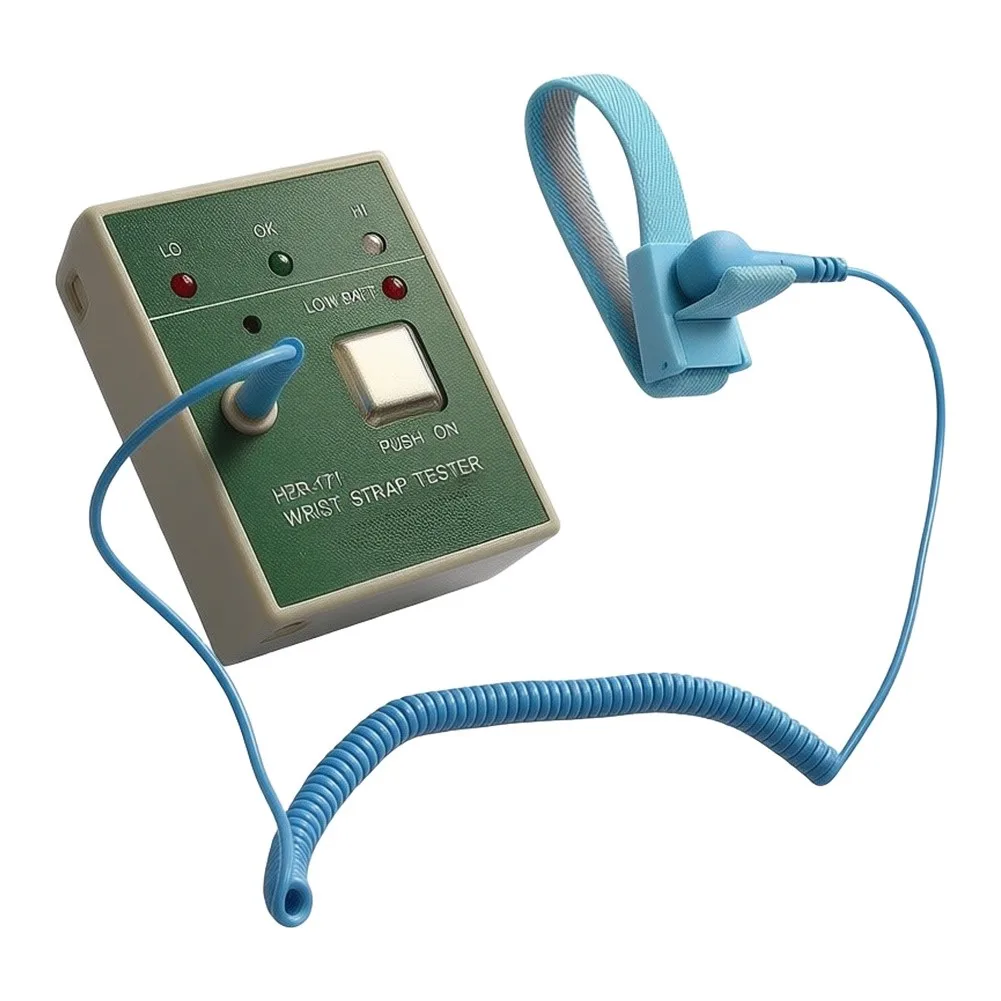 Corded Antistatic Wristband Tester With LED & Buzzer Indicators, Adjustable 800K-10M Resistance For ESD Safety