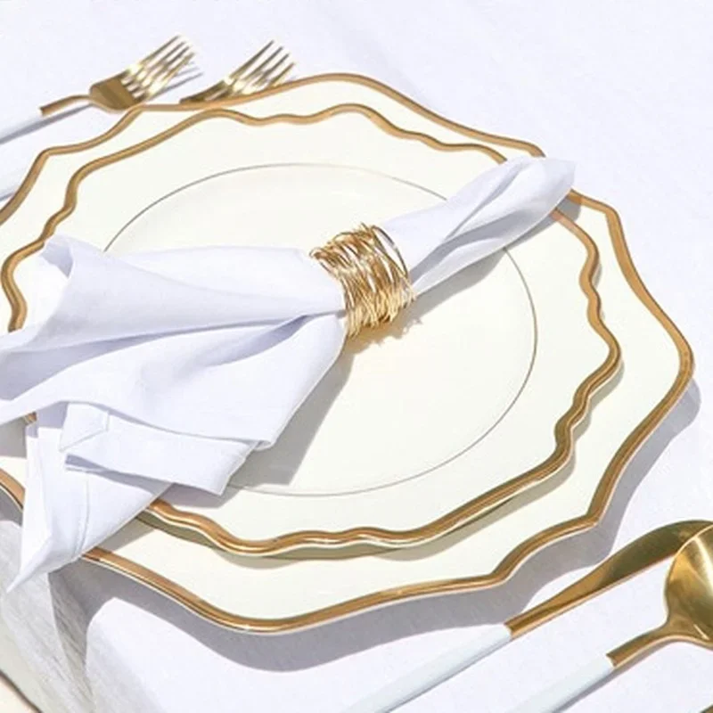 Multi Size Nordic Phnom Penh White Sun Flower Ceramic Plate Set Restaurant Wedding Household Bone China Western Steak Salad Dish