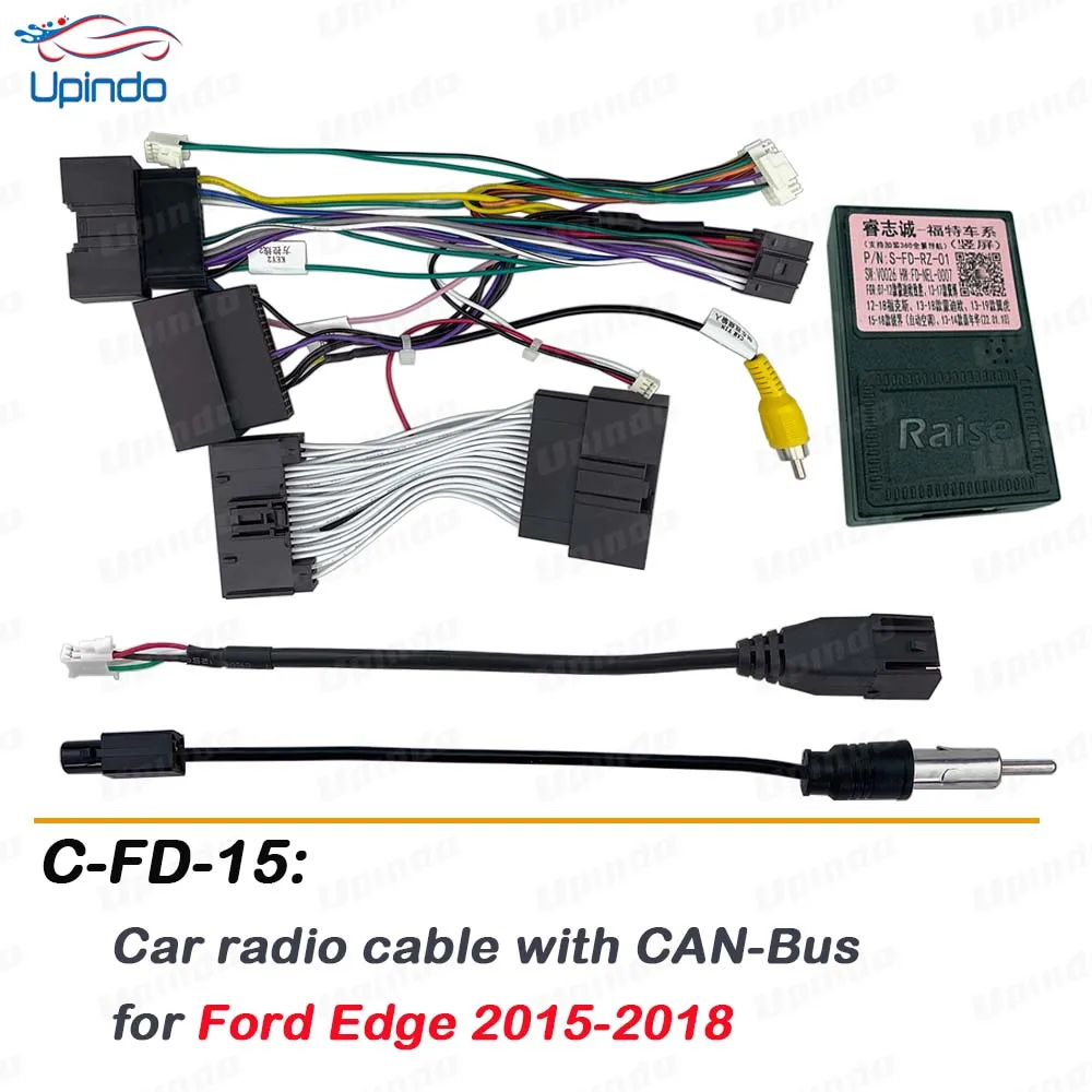 Car Radio Cable CANBus Decoder SPDIF Audio Amplifier Adapter Power Wiring Connector Harness Socket for Ford Edge 2015-2018