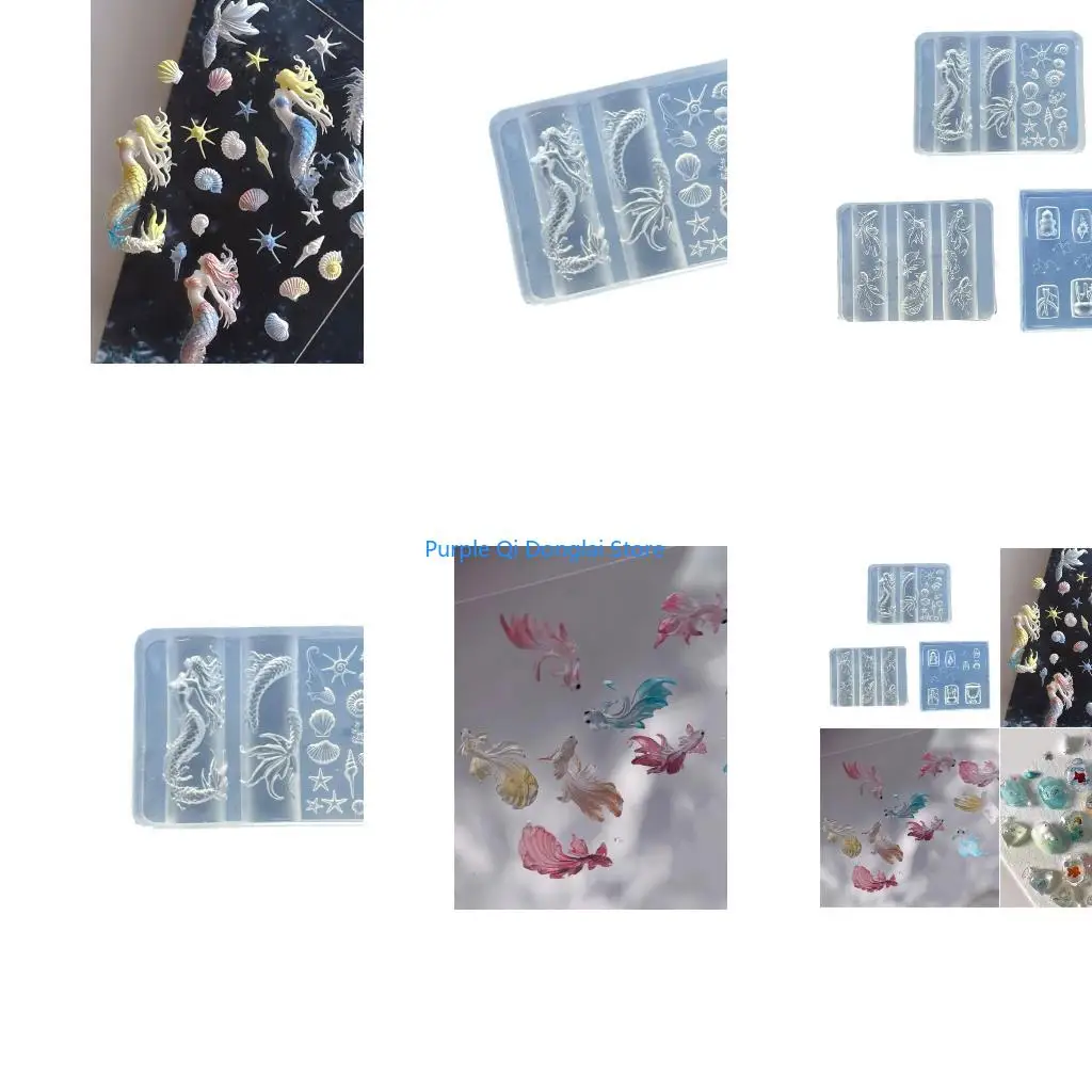 L21E Embellishment Silicone Mould Featuring Marine Life Easy Maintenance for Salon and Home Manicurists
