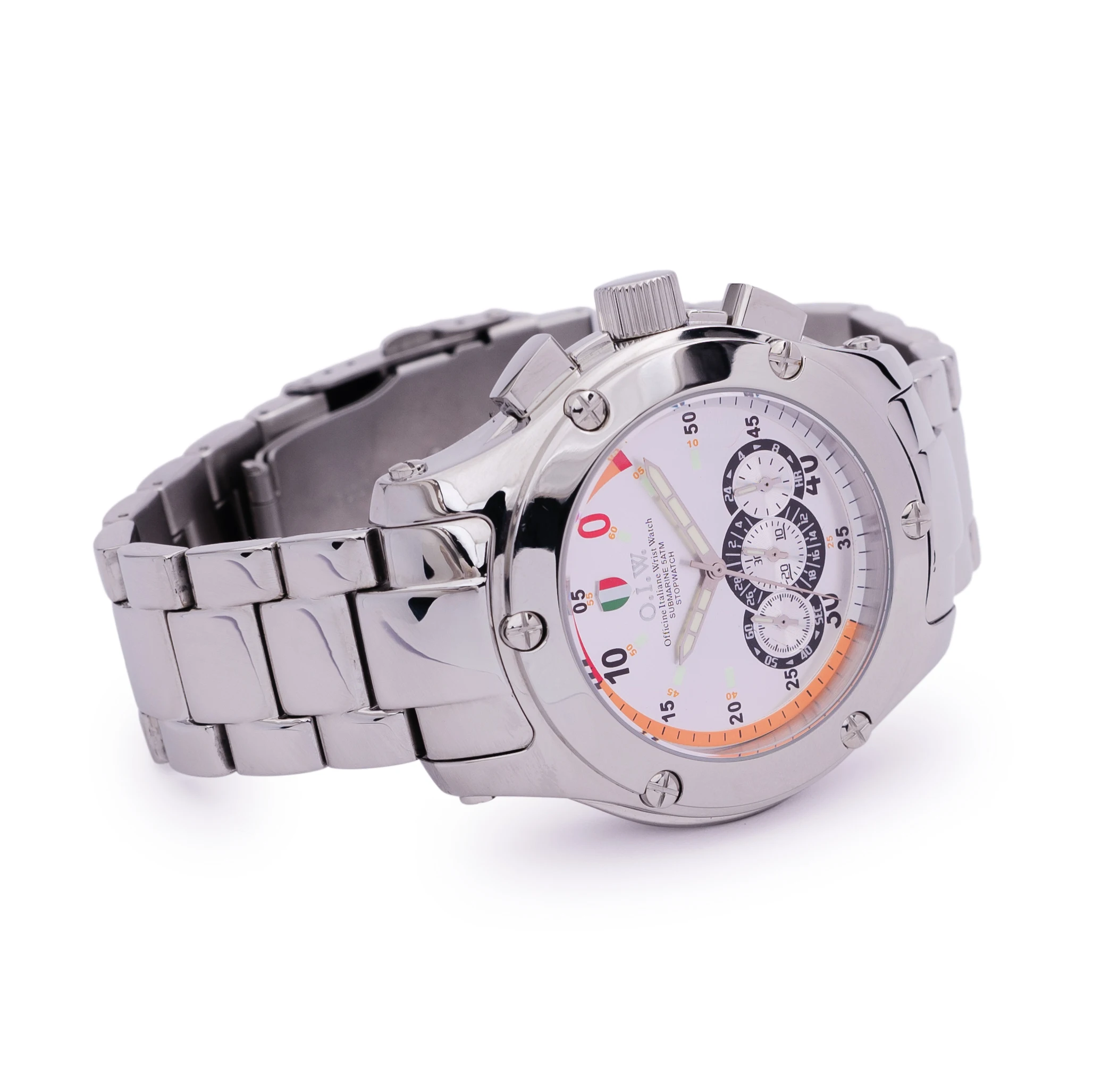 

Men's Luxury Chronograph Watch with Round Design Premium 316L Stainless Steel Quartz Movement Glass Dial Window Steel Band