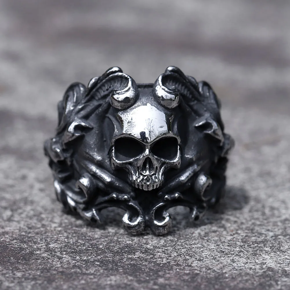2022 NEW Men\'s 316L stainless-steel rings Calvarium Skull Devil RING for gothic decorative pattern Jewelry Gift free shipping