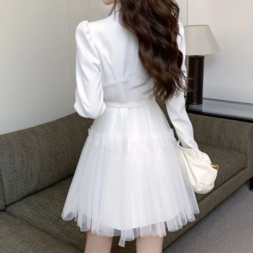 Puur verlangen vet mm mesh pluizige jurk kleine man taille Frans temperament geavanceerde gevoel pak rok dames herfst