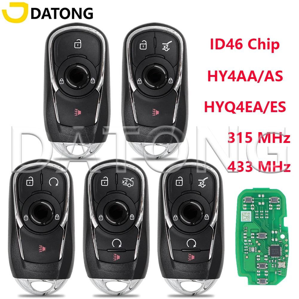 

Умный автомобильный ключ Datong 315/433 МГц с чипом ID46 HY4AA/AS HYQ4EA/ES для Buick Regal, Enclave, Encore GX, Lacrosse, Envision 2017-2023