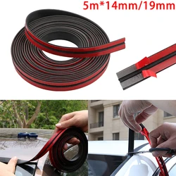 5M Car Window Rubber Sealing Strips Sticker Roof Windshield Edge Protector Sound Dust Proof 14/19mm Car Accessories