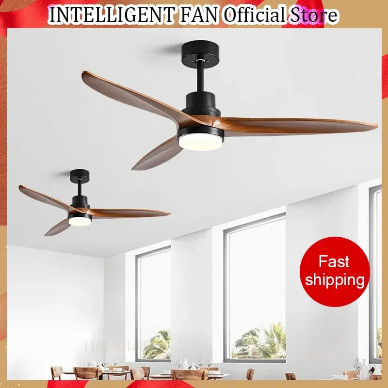 52 Inch Ceiling Fan Industrial Vintage Wooden Ventilator No Light Remote Control Decorative Blower Wood Retro Large Fans