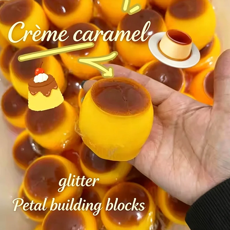 Caramel Pudding Crunchy Moldable Stress Ball Fidget Toy Crispy Squishy Squeeze Toy Round Blocks Filled ASMR Anti Stress Gift Toy