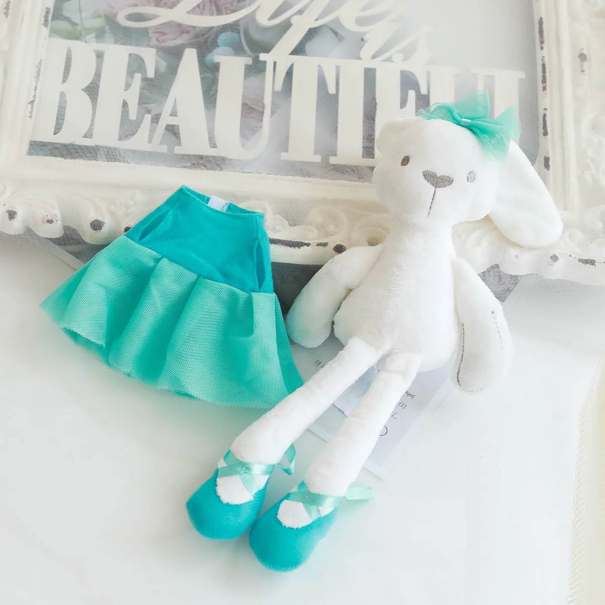 1pc 42cm cute rabbit wear cloth with dress plush toy stuffed soft animal dolls Ballet rabbit for baby kids birthday gift