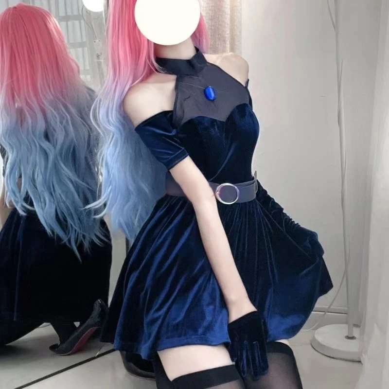 

Anime Alien Stage Cosplay Mizi Cosplay Costume Wig Halloween Anime Clothes Game Outfits Stage Black Gorgeous Dress Women