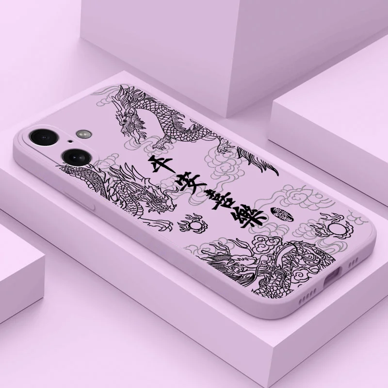 Fashion Cute Chinese Dragon Phone Case For Oppo A60 A98 A78 A38 A18 A57 A76 A36 A96 A17 A74 A54 A94 A16 A15 A93 A31 4G 5G Cover