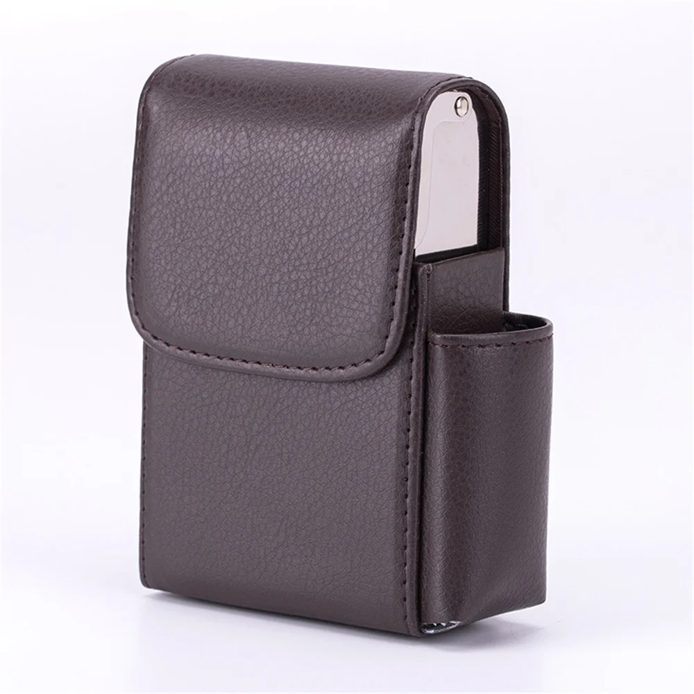 Leder Zigarette Fall Original Boxen PU Halten 20 stücke Zigaretten Butan Gas Leichter Geschäftsmann Zigarette Fall Gadgets Für Männer Rauch – Detail 10
