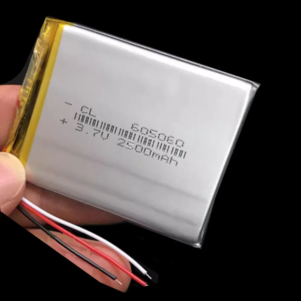 3.7V 2500mAh 605060 3 Wires NTC Thermistor Polymer Rechargeable Battery For GPS Sat Nav Bluetooth Speaker LED Light DashCam