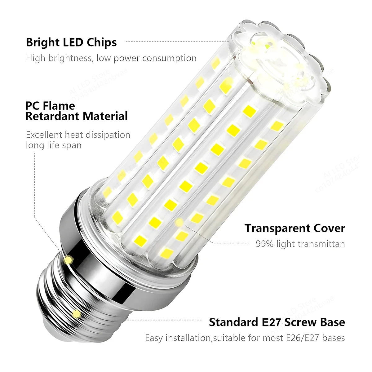 E14 E27 12w 16w 20w 24w 40w Led Corn Lamp Decorative And High Light Lighting Lights Smd/2835/chip Replace/50w/halogen Chandelier