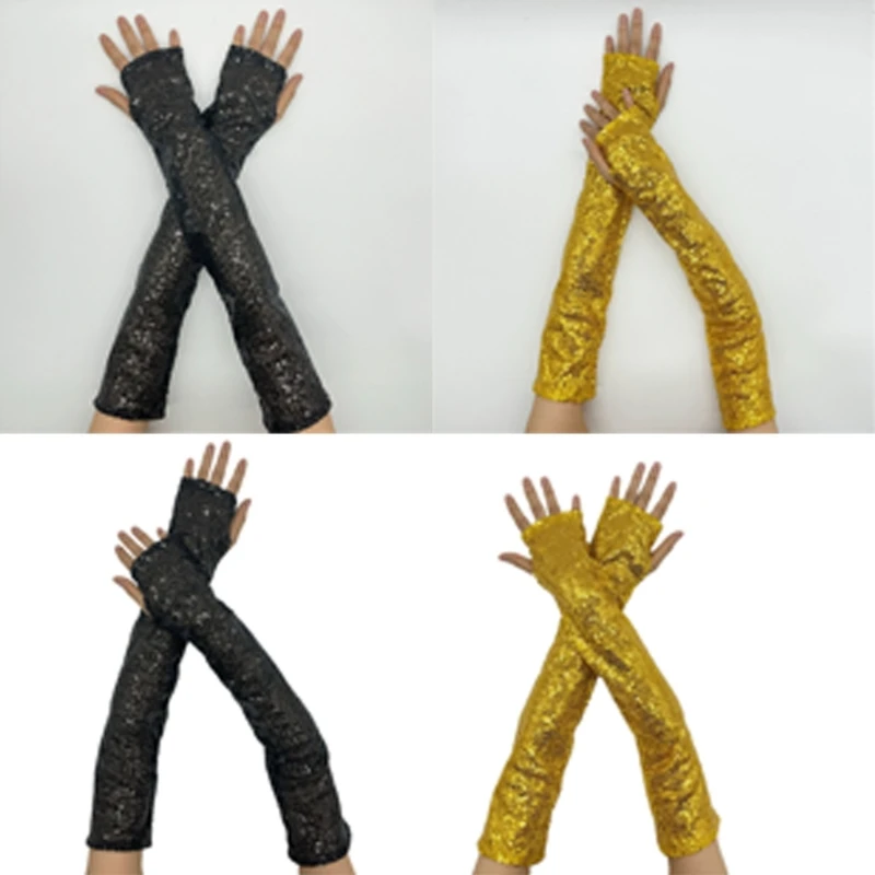 1pair Gothicism Club Gloves Internet Celebrity Gloves Stretchy Fingerless for Touchscreens Convenience and Nighttime Use