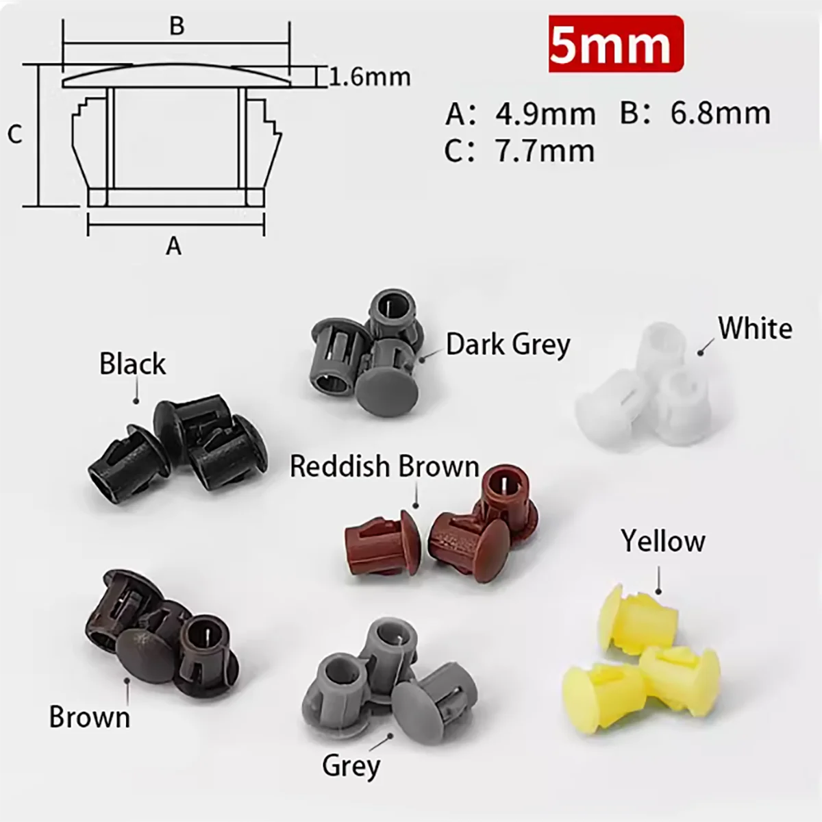 Black White Grey Yellow Brown Nylon Plastic End Cap Grommet Push Locking Button Cover Panel Drill Nylon Hole Plug 5 6 7 7.5mm