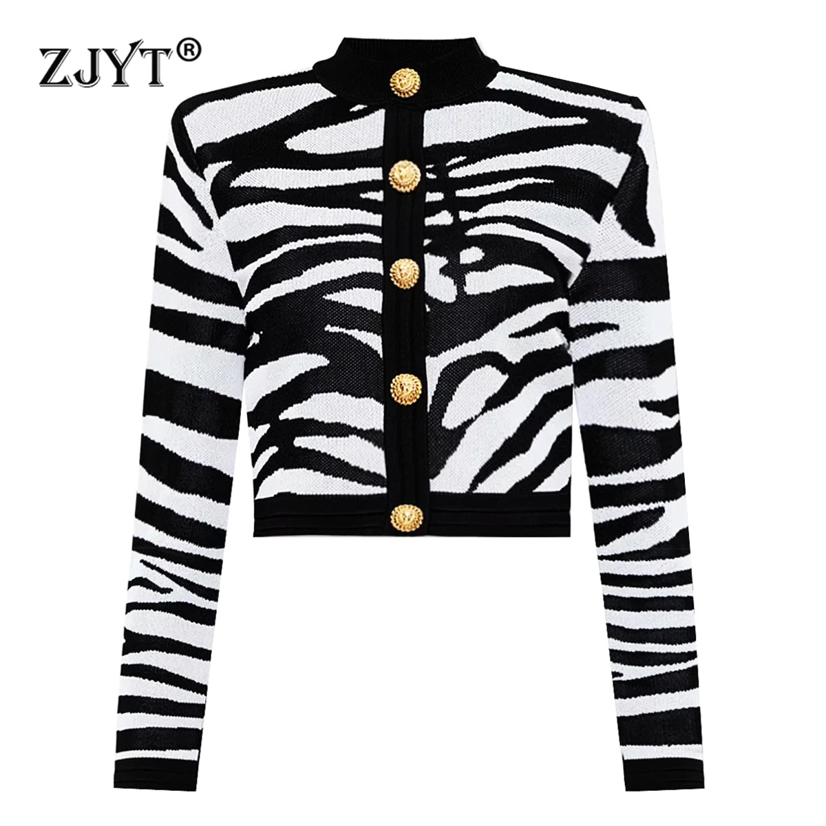 ZJYT Elegant Women's Single Breasted Striped Sweater and Skirt 2 Piece Matching Set Knitted Suit Autumn Winter Party Outfit