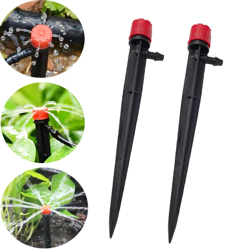 

Adjustable 8 Holes Long Rod Dripper Garden Irrigation Spiked Sprinkler Greenhouse Potted Plants Watering Device 20 Pcs