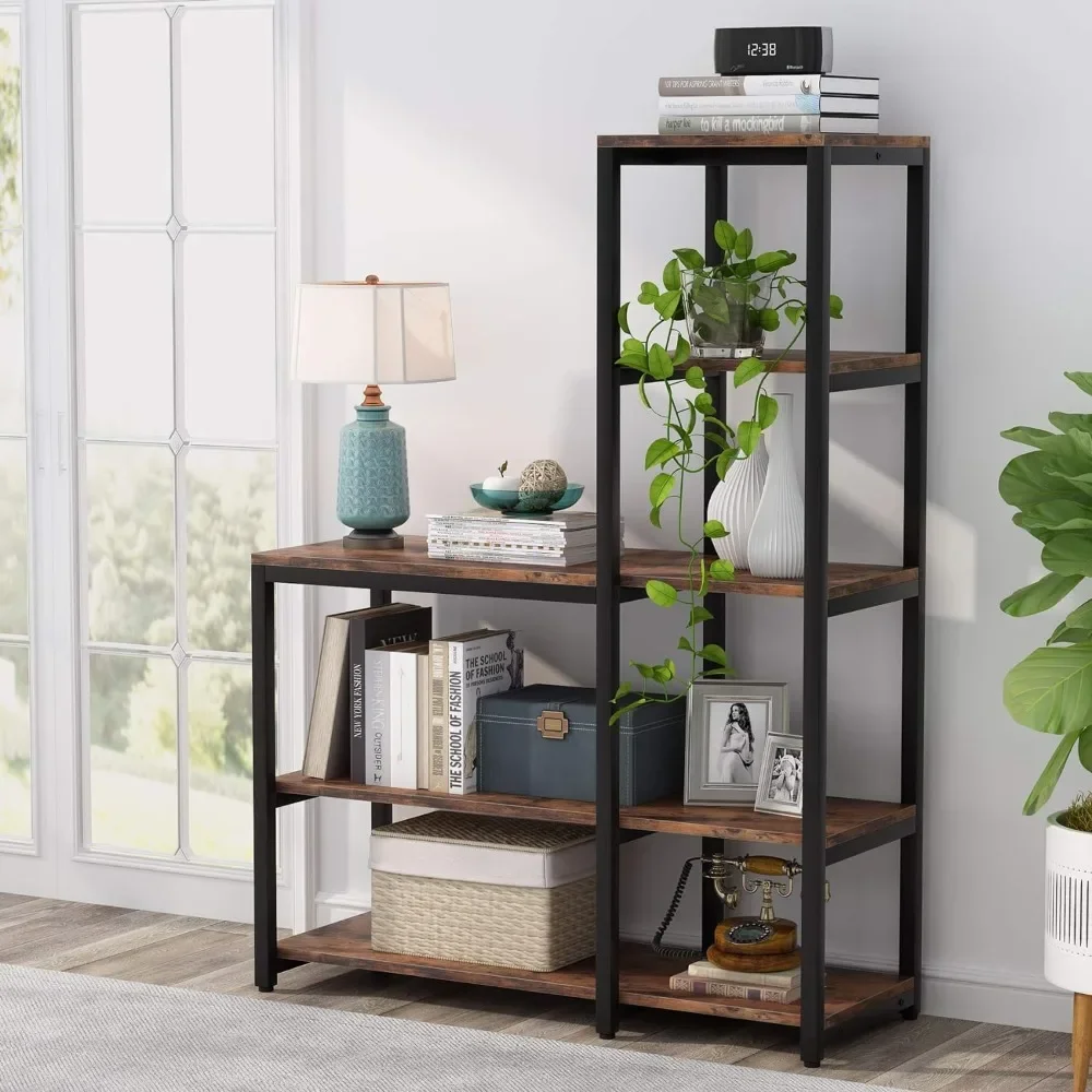 

5-Tier Bookshelf, Ladder Corner Bookshelves Etagere Bookcase, 8 Shelves Display Rack Storage Shelf for Living Room Home Office