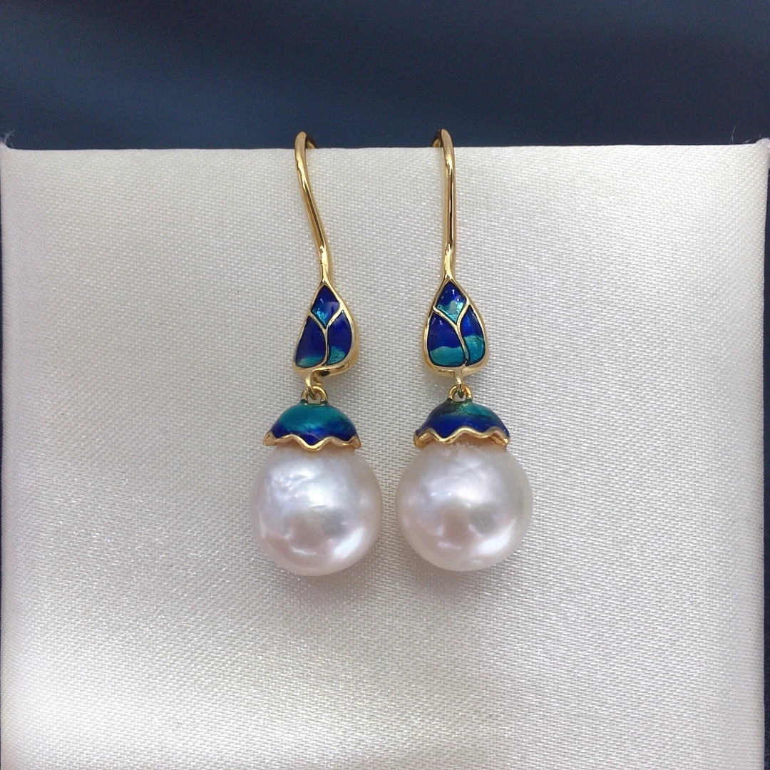 ZHBORUINI Freshwater Pearl Baroque Earring Chinese Style 9-11 Circular Baroque Fashion Jewelry Ethnic Style Retro Gift For Woman 2