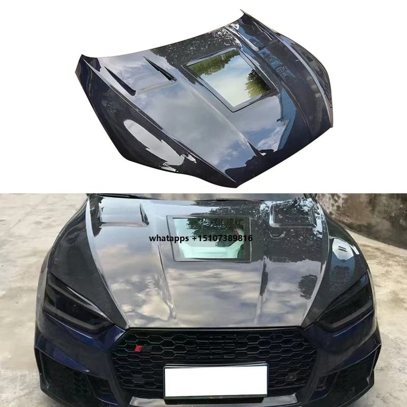 

2016-2024 Carbon Fiber Black Transparent Universal Fitment Engine Hood New Condition Bolt-On Installation for A5