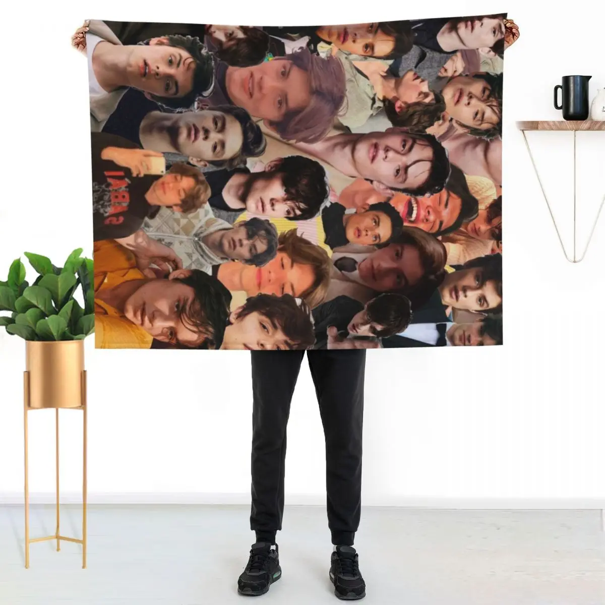 Louis Partridge Photo Collage Throw Blanket Warm Throw Blanket Gift for Anniversary