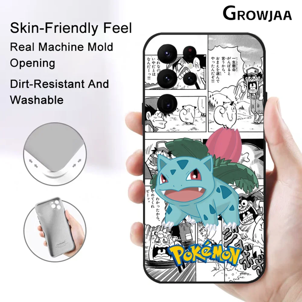 Funny Cartoon Bulbasaur Phone Case for Samsung Galaxy S24 Ultra S22 S23 Ultra S21 S20 5G Protective Silicone TPU Funda