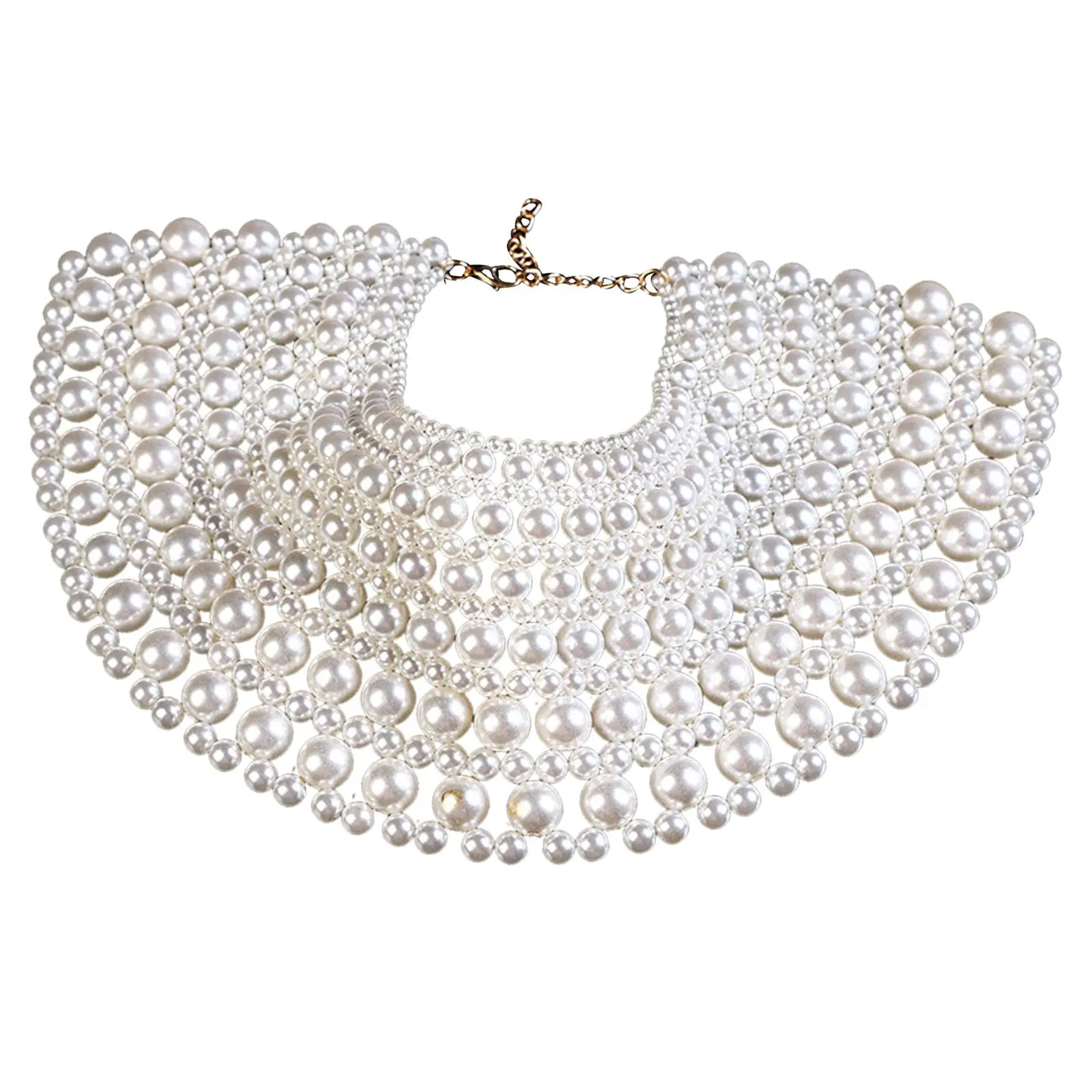 Fashion Multi Layer Imitation Pearl Necklace, Beaded Bib Choker Necklace Multi Strands Necklaces for Wedding Mom/Wife/Sister