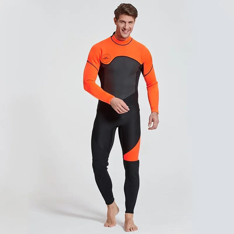 New Outdoor 2024 Men's One Piece Diving Suit Warm Thick Long Sleeved Snorkeling Surfing Suit Swimsuit Breathable Sports Wetsuits