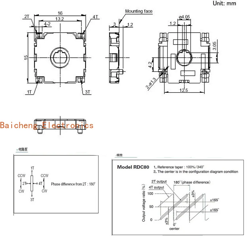 10 piezas RDC 803001 Una resistencia de posición de rotación de 360 grados 10K