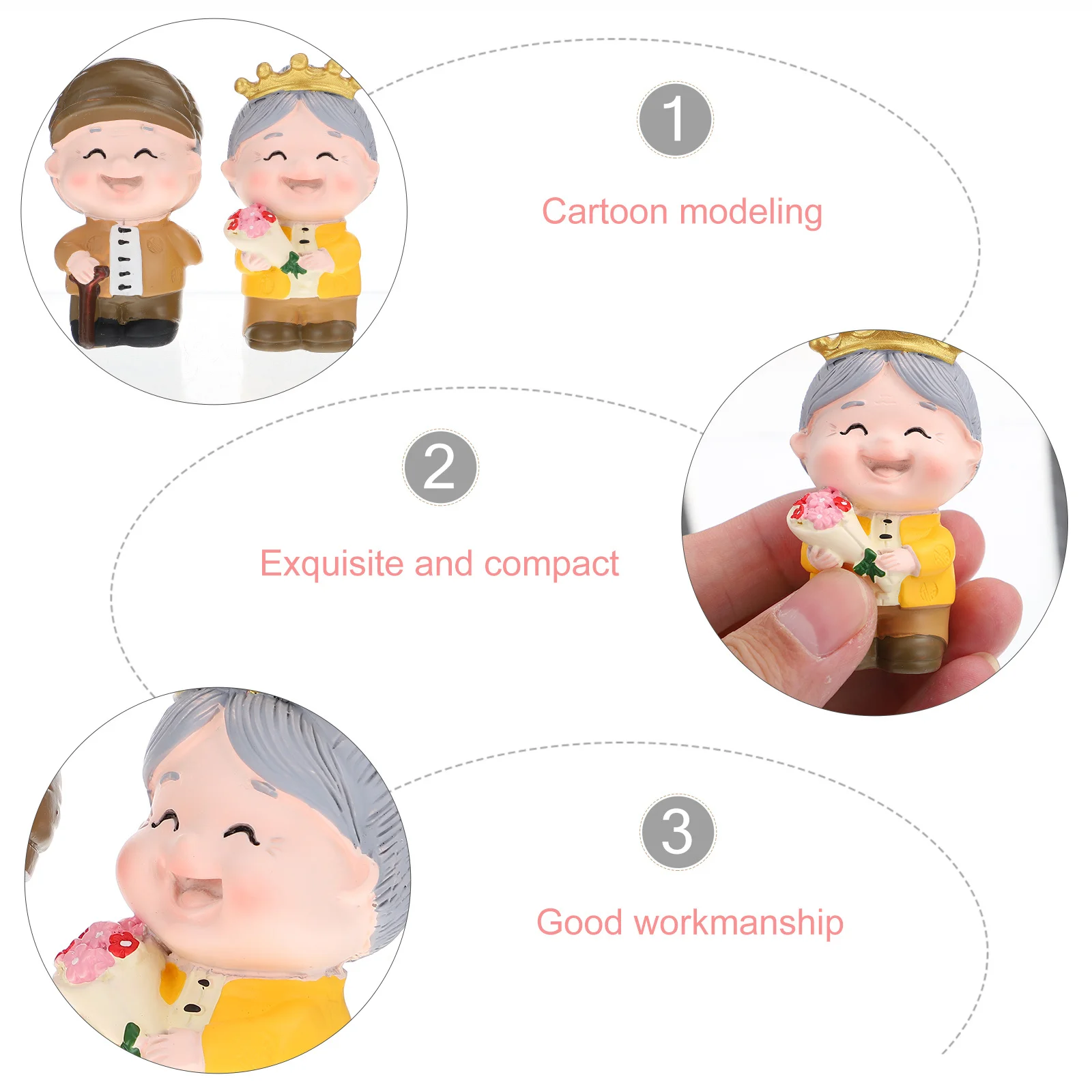 

2Pcs Elderly Couple Resin Statue Grandparents Decoration Anniversary Gifts for Bedroom Office Love Couple Gift Statues