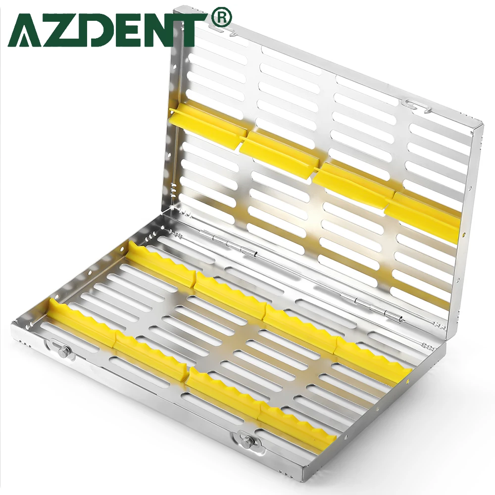 

AZDENT Dental Sterilization Rack Surgical Autoclavable Sterilization Box Dental Cassette File Burs Disinfection Tray Lab Tools