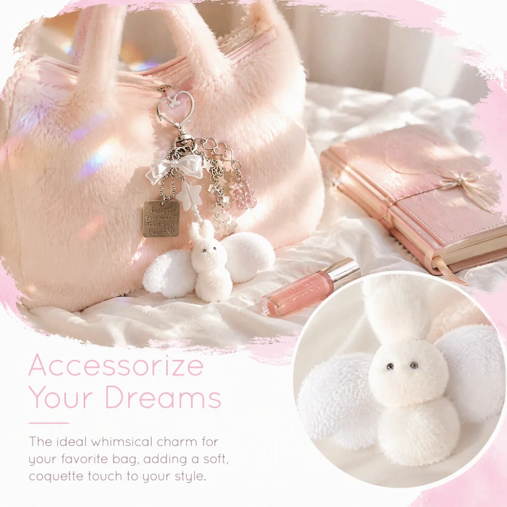 Beaded Design Phone Charms Pendant Angel Wings Shape Rabbit Shape Rabbit Keychain Keychain Attachment Cases Included