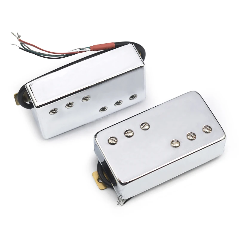 Two Line 3+3 Brass Cover LP Guitar Humbucker Pickup 4 Coil Cable 7.5k/15k Coil Splitting Pickup for LP Guitar