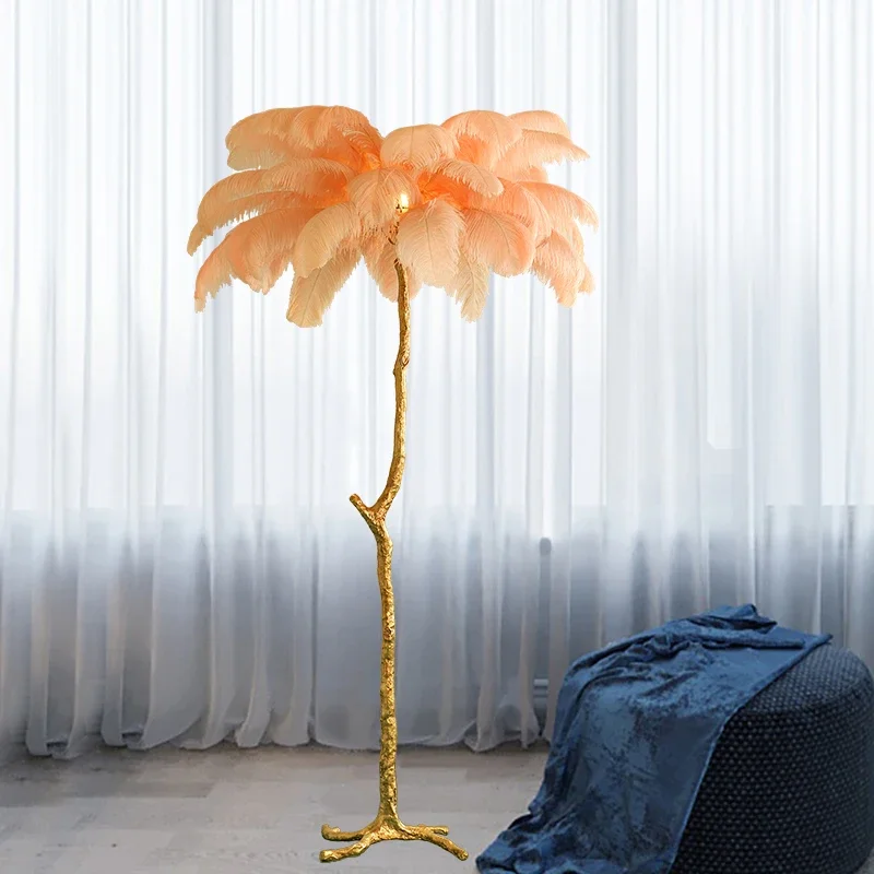 The Northern European Light Luxury Living Feather Lamp Is Decorated with Luxurious Bedroom Home Accessories