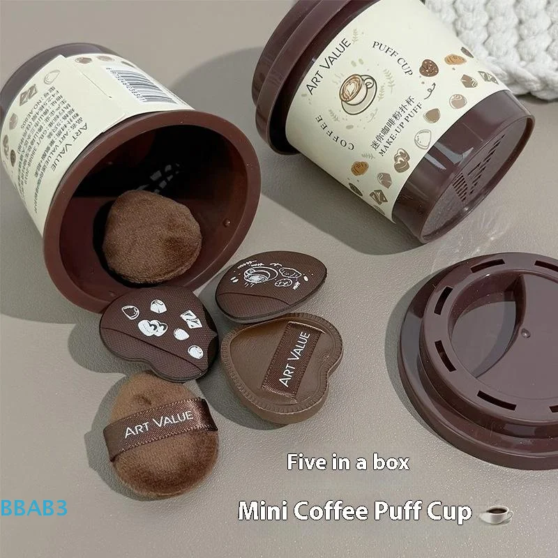 Set di 5 soffio per trucco morbido e carino con scatola di immagazzinaggio Accessorio per strumenti per trucco per fondotinta combinato asciutto e bagnato