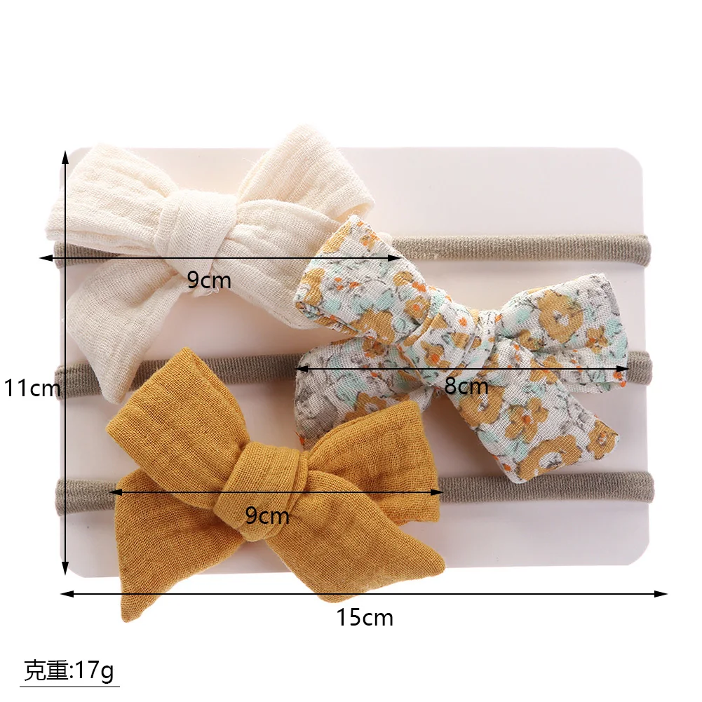 5Pcs/Lot Muslin Cotton Baby Headbands Flower Rainbow Print Elastic Nylon Hair Bands Fashion Boys Girls Headwear Headwraps