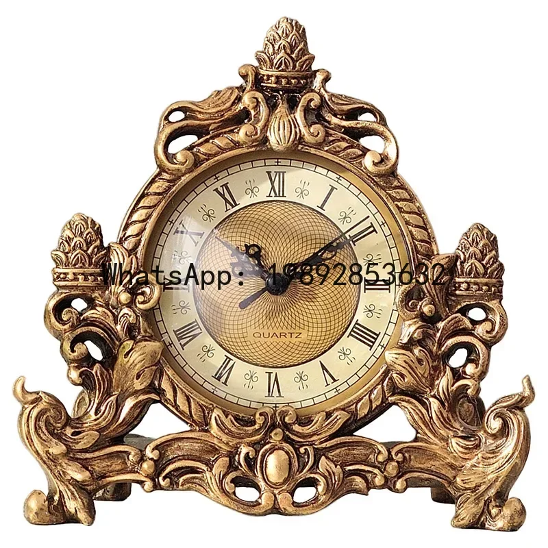Style Bronze Seat Clock - Creative Resin Table Clock for Living Room Silent Decorative Crafts for Bedroom New Arrivals