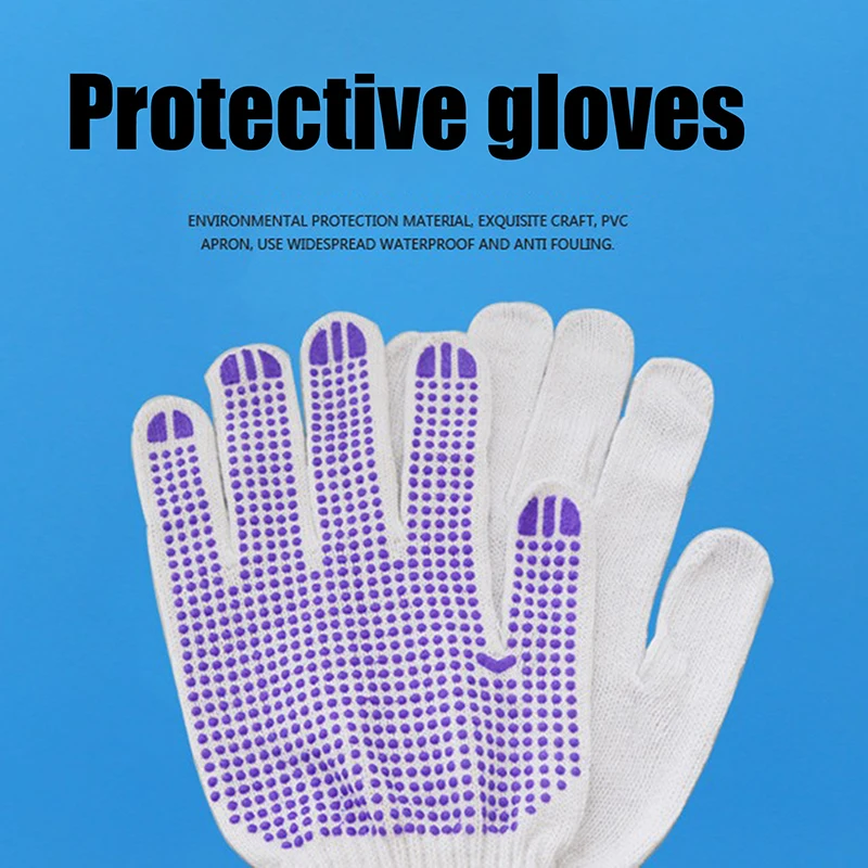 12pairs Gloves With Dot Glue Palm Non-Slip Wear-Resistant Thickened Rubber Labor Protection