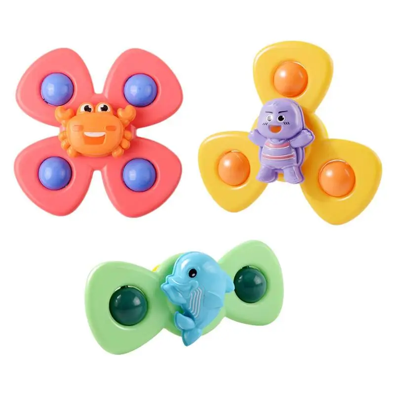 

Montessori Baby Bath Toys For Boys Children Bathing Sucker Spinner Suction Cup Toy Funny Kids Rattles Teether Toy 3 PCS