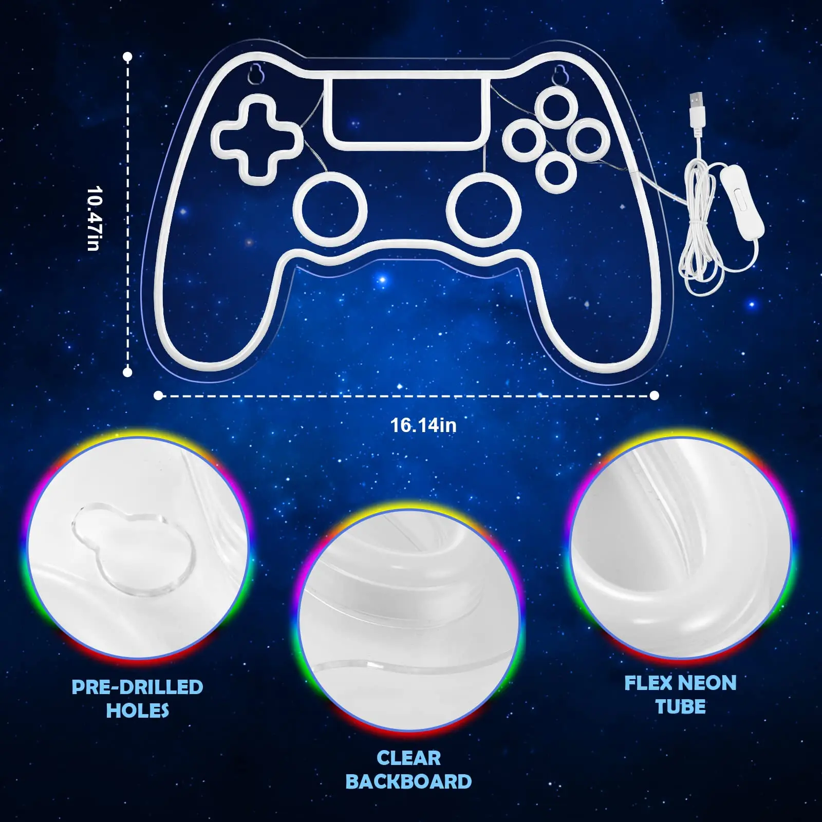 neon sign, game controller neon sign gamer room decoration, led game neon sign game wall decoration - best gamer gift for boys