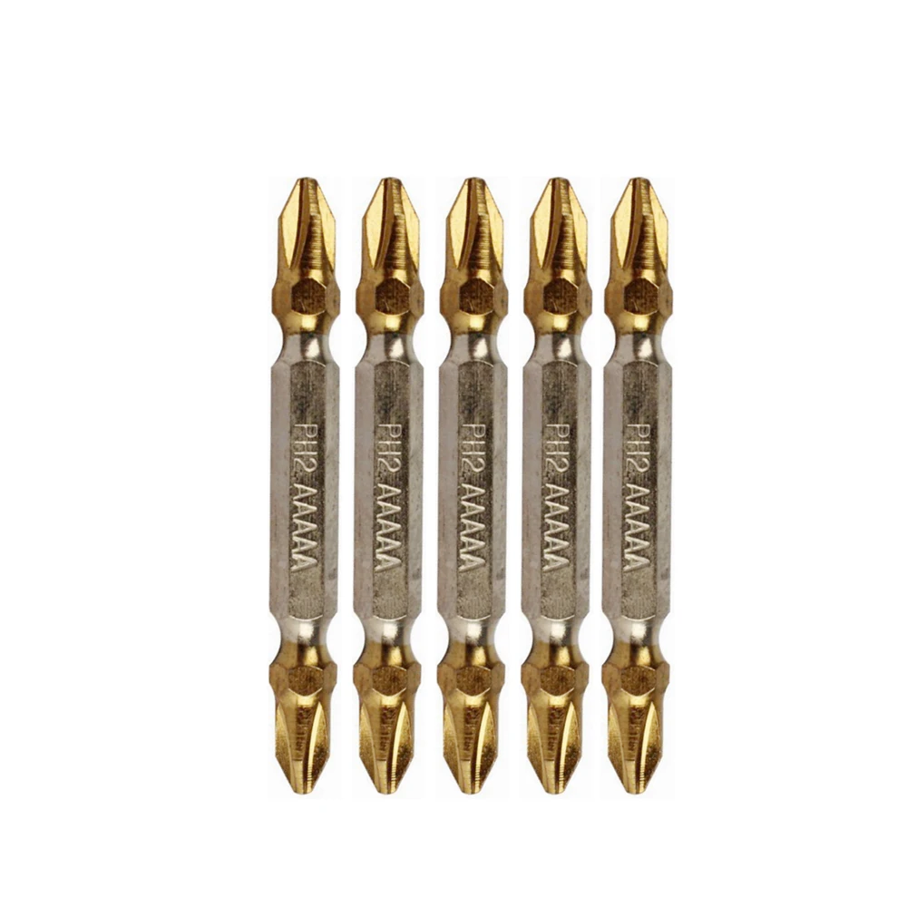 PH2 Magnetic Cross Double Head Screwdriver Bits 65mm Phillips Titanium Coated Electric Hex Shank Screw Driver Drill Bit