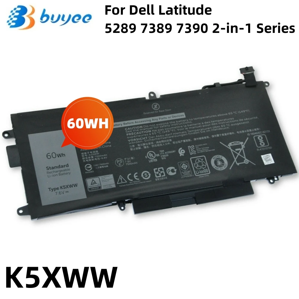 

Сменный аккумулятор K5XWW для ноутбука Dell Latitude 5289, 7389, 7390, 7,6, 2 в 1, ноутбук (7500 В, 60 Вт-ч, мАч) 71TG4 N18GG CFX97