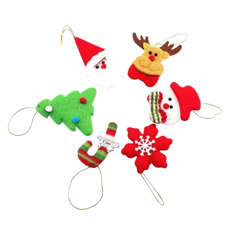 【QTG332】6 قطع من إكسسوارات تزيين شجرة عيد الميلاد، قلادة صغيرة لرجل الثلج لكبار السن