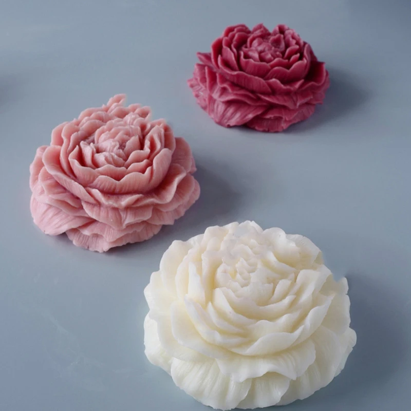 3D peony silicone mold DIY fragrance candle car diffuser resin casting tool mold